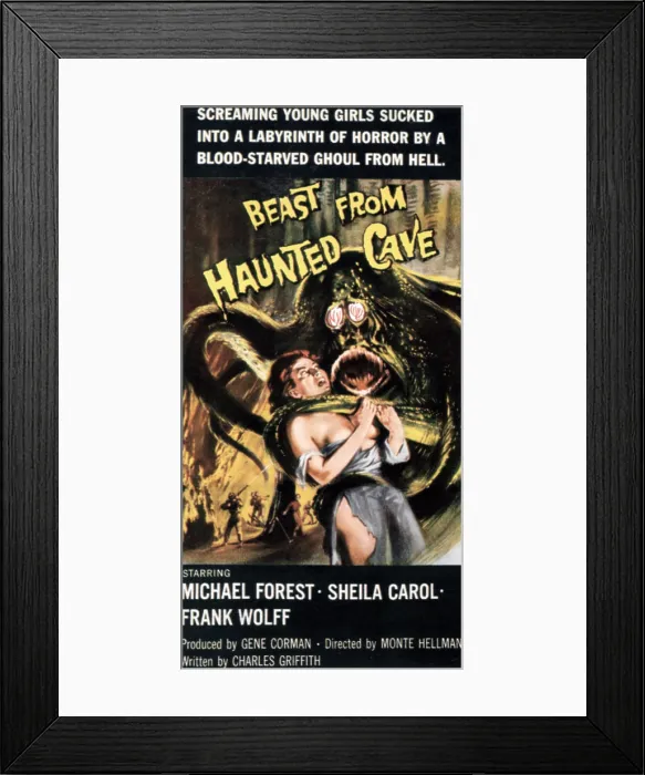 Framed Print : BEAST FROM HAUNTED CAVE, Sheila Carol, 1959