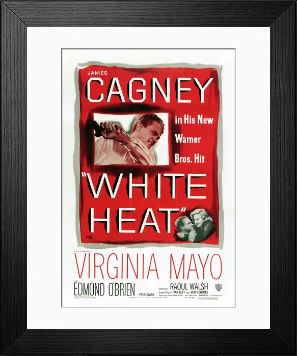 Framed Print : WHITE HEAT, US poster art, top: James Cagney, bottom from left: James Cagney, Virginia Mayo, 1949