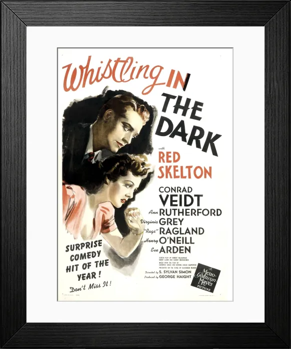 Framed Print : WHISTLING IN THE DARK, from top: Red Skelton, Ann Rutherford, 1941 Framed Print : WHISTLING IN THE DARK, from top: Red Skelton, Ann Rutherford, 1941