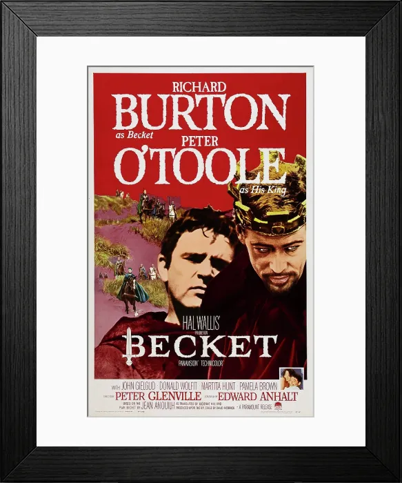 Framed Print : BECKET, US poster art, from left, Richard Burton, Peter O'Toole, 1964 Framed Print : BECKET, US poster art, from left, Richard Burton, Peter O'Toole, 1964