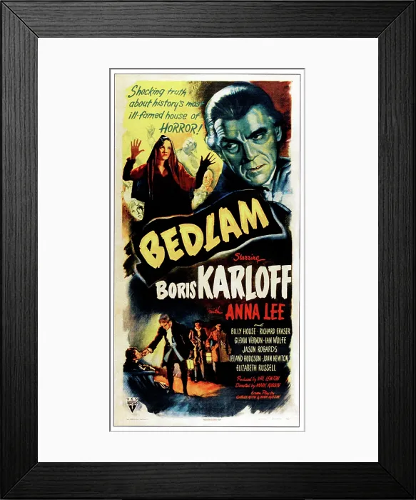 Framed Print : BEDLAM, top right: Boris Karloff, 1946