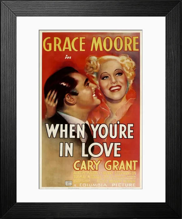 Framed Print : WHEN YOU'RE IN LOVE, from left: Cary Grant, Grace Moore, 1937