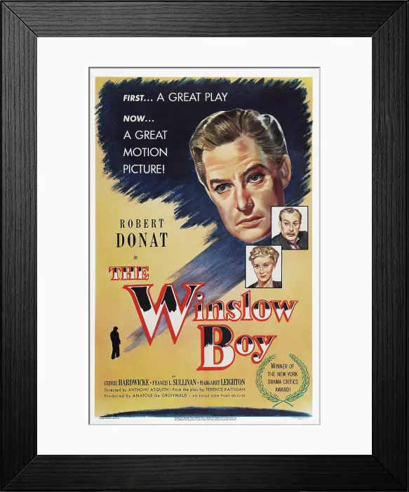 Framed Print : THE WINSLOW BOY, US poster art, from top: Robert Donat, Cedric Hardwicke, Margaret Leighton, 1948