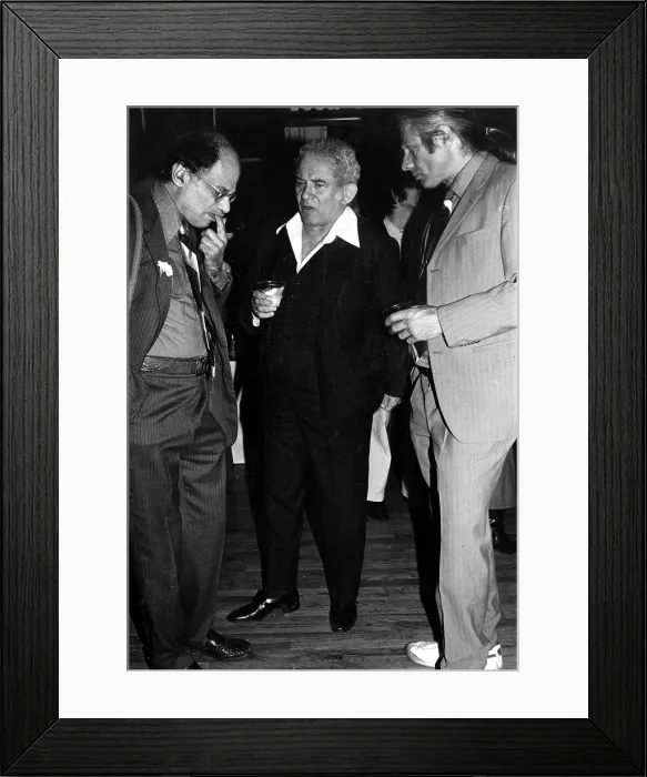 Framed Print : Allen Ginsberg, Norman Mailer, and Peter Orlovsky at a party, 1978. Courtesy: CSU Archives  /  Everett Collection