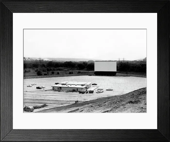 Framed Print : Drive-in movie theater under construction in Cleveland, Ohio, 1957. Courtesy: CSU Archives  /  Everett Collection