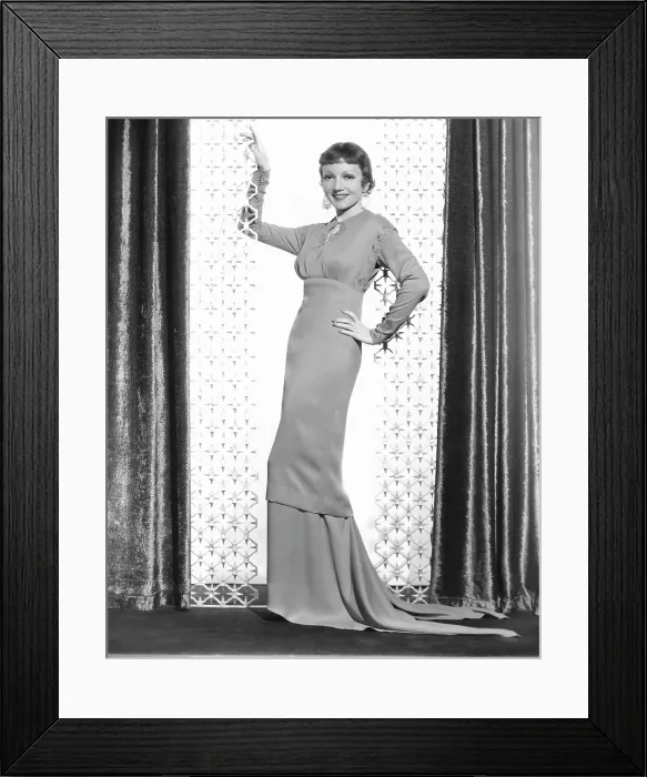 Framed Print : Claudette Colbert in Cleopatra themed hostess gown designed by Travis Banton, 1934 Framed Print : Claudette Colbert in Cleopatra themed hostess gown designed by Travis Banton, 1934