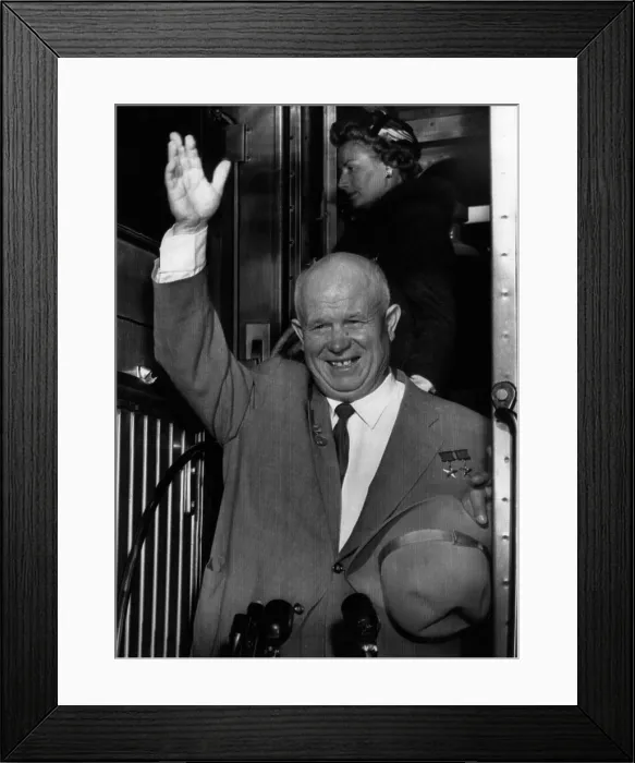 Framed Print : Nikita Khrushchev, (1894-1971), boarding a train to New York in Union Station, Washington D.C. September 17, 1959.. Courtesy: CSU Archives  /  Everett Collection