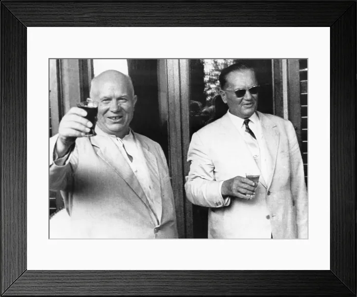 Framed Print : Nikita Khrushchev, (1894-1971), leader of the Soviet Union after the death of Stalin, Yugoslav President Josip Broz Tito, Brioni Island, Yugoslavia, August 30, 1963
