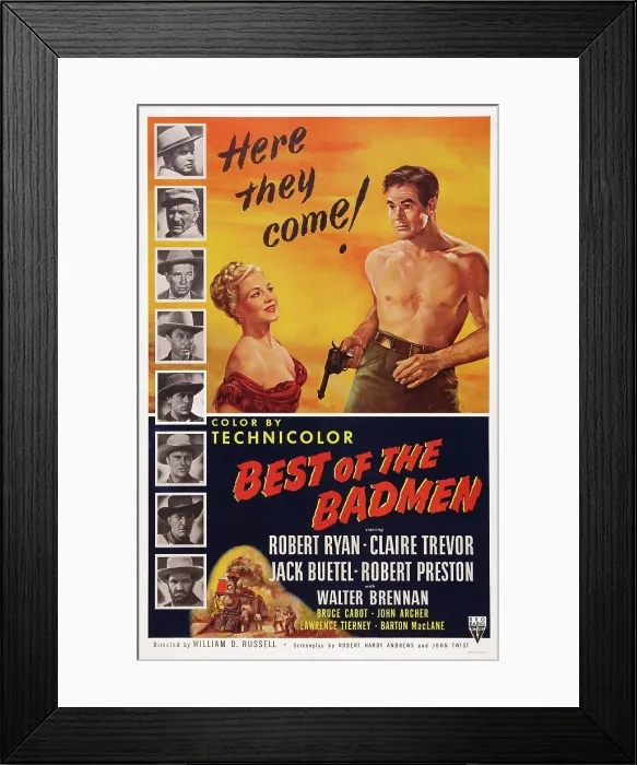 Framed Print : BEST OF THE BADMEN, US poster art, from left: Claire Trevor, Robert Ryan, 1951
