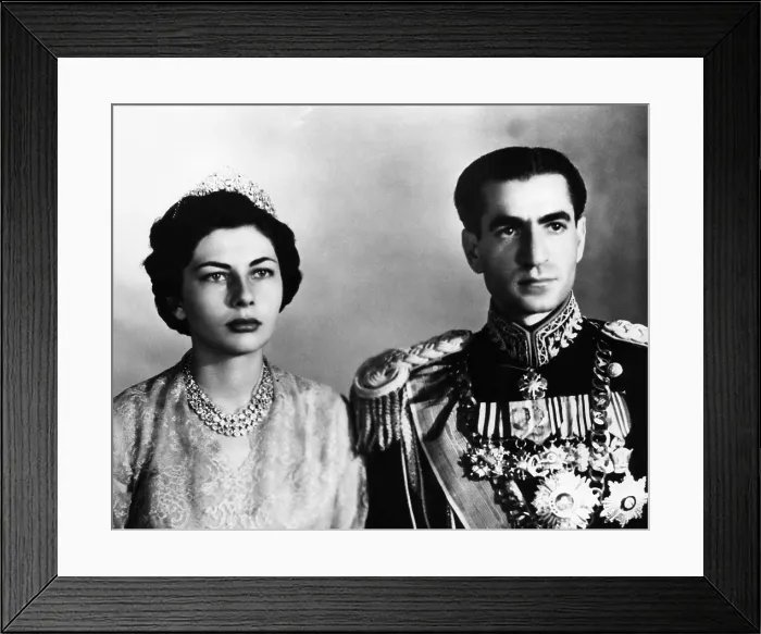 Framed Print : Shah of Iran Mohammad Reza Pahlavi (right), and wife Queen Soraya Esfandiary, circa 1950s. Courtesy: CSU Archives / Everett Collection