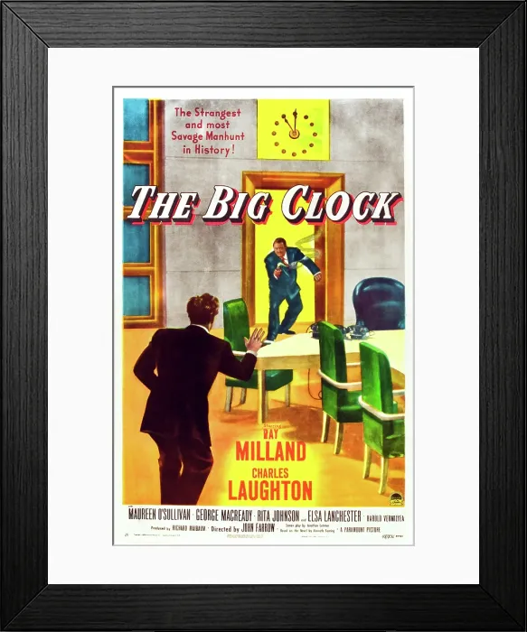 Framed Print : THE BIG CLOCK, US poster art, Ray Milland, 1948