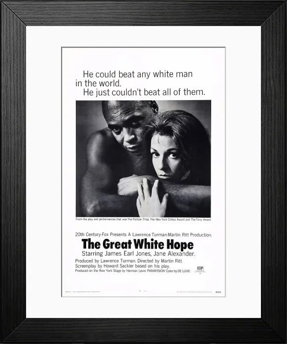 Framed Print : THE GREAT WHITE HOPE, US poster, from left: James Earl Jones, Jane Alexander, 1970, TM & Copyright 20th Century Fox Film Corp. / courtesy Everett Collection