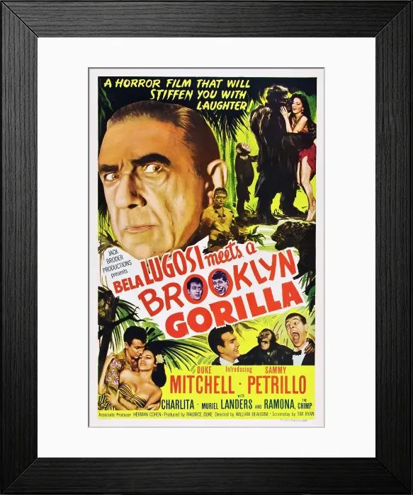 Framed Print : BELA LUGOSI MEETS A BROOKLYN GORILLA, Bela Lugosi, Duke Michell, Sammy Petrillo, Charlita, 1952