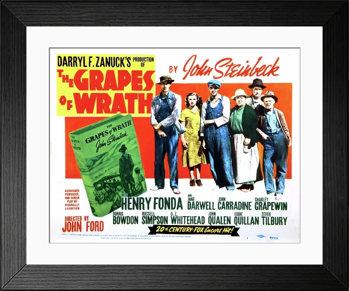 Framed Print : THE GRAPES OF WRATH, US poster, John Carradine, Dorris Bowdon, Henry Fonda, Jane Darwell, Russell Simpson, Frank Darien, 1940, TM and Copyright (c) 20th Century-Fox Film Corp