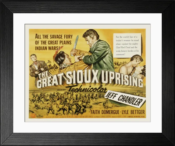 Framed Print : THE GREAT SIOUX UPRISING, Jeff Chandler, 1953