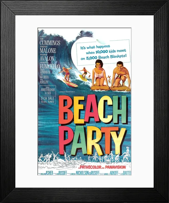 Framed Print : BEACH PARTY, US poster art, from left: Annette Funicello, Frankie Avalon, 1963