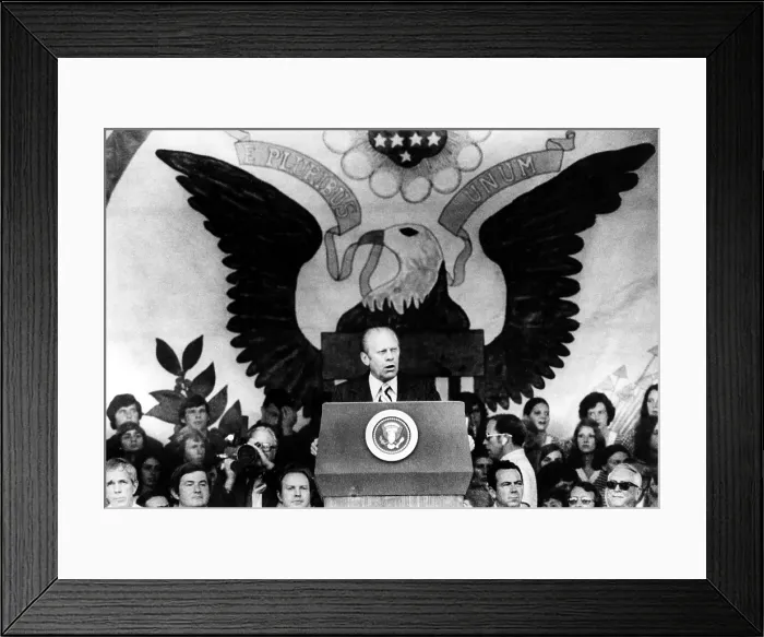 Framed Print : President Gerald Ford speaks at Bicentennial event in Charlotte, NC, 5 / 23 / 75. Courtesy: CSU Archives  /  Everett Collection