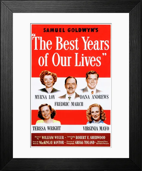 Framed Print : THE BEST YEARS OF OUR LIVES, Myrna Loy, Fredric March, Dana Andrews, Teresa Wright, Virginia Mayo, 1946, poster art
