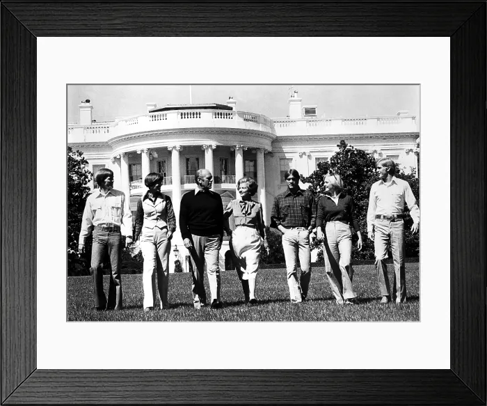 Framed Print : President Gerald Ford, Betty Ford and family on the South Lawn of the White House, 1970s. Courtesy: CSU Archives  /  Everett Collection