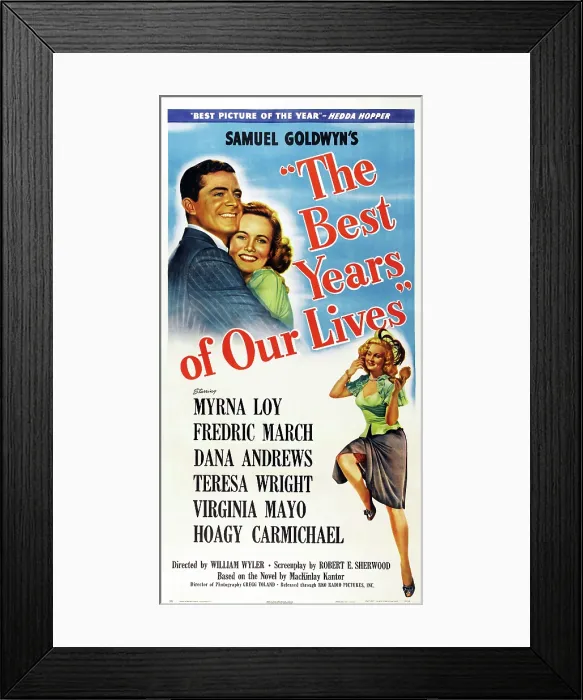 Framed Print : THE BEST YEARS OF OUR LIVES, US poster art, from left: Dana Andrews, Teresa Wright, Virginia Mayo, 1946