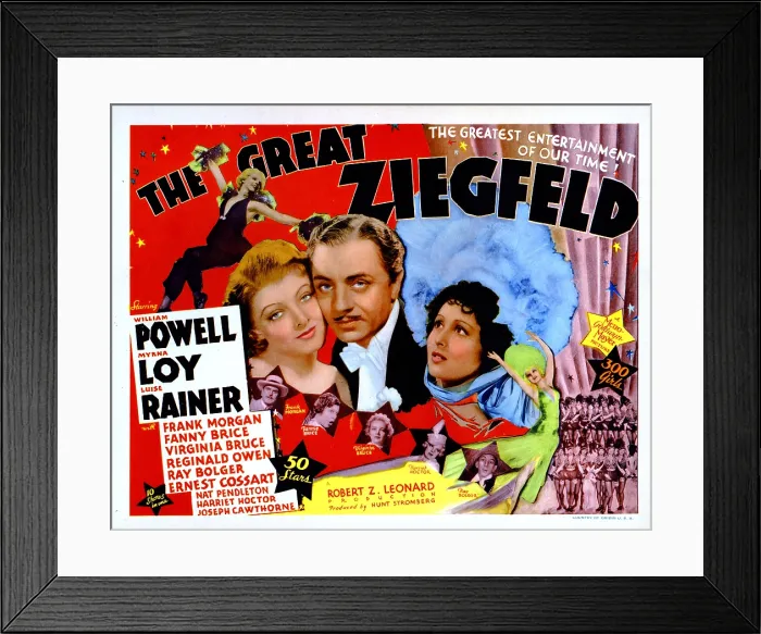 Framed Print : THE GREAT ZIEGFELD, from left, Myrna Loy, William Powell, Luise Rainer, 1936