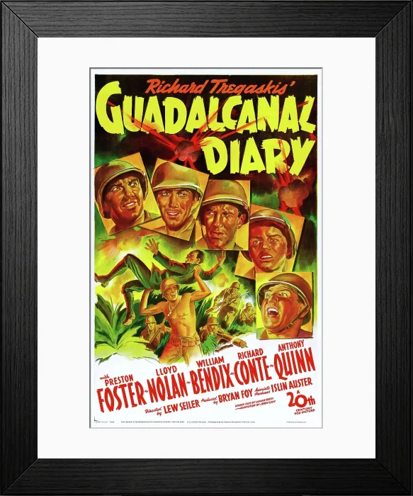 Framed Print : GUADALCANAL DIARY, US poster art, 1943. TM and Copyright 20th Century Fox Film Corp. All rights reserved / Courtesy: Everett Collection