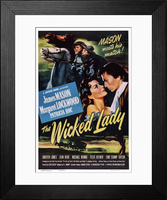 Framed Print : THE WICKED LADY, US poster art, top l-r: James Mason, Margaret Lockwood, bottom l-r: Margaret Lockwood, James Mason, 1945