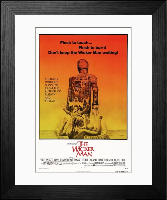 Framed Print : THE WICKER MAN, US poster, from top: Diane Cilento, Christopher Lee, Britt Ekland, 1973 Framed Print : THE WICKER MAN, US poster, from top: Diane Cilento, Christopher Lee, Britt Ekland, 1973