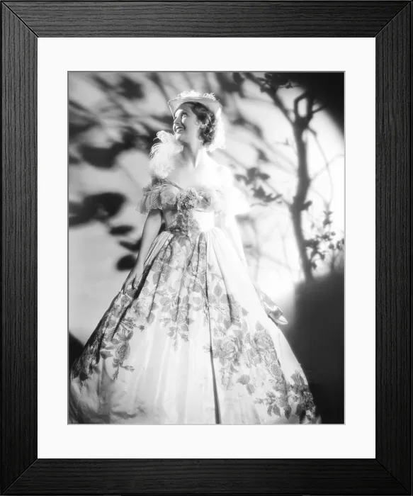 Framed Print : Loretta Young in 19th century gown for a costume party, 1933 Framed Print : Loretta Young in 19th century gown for a costume party, 1933