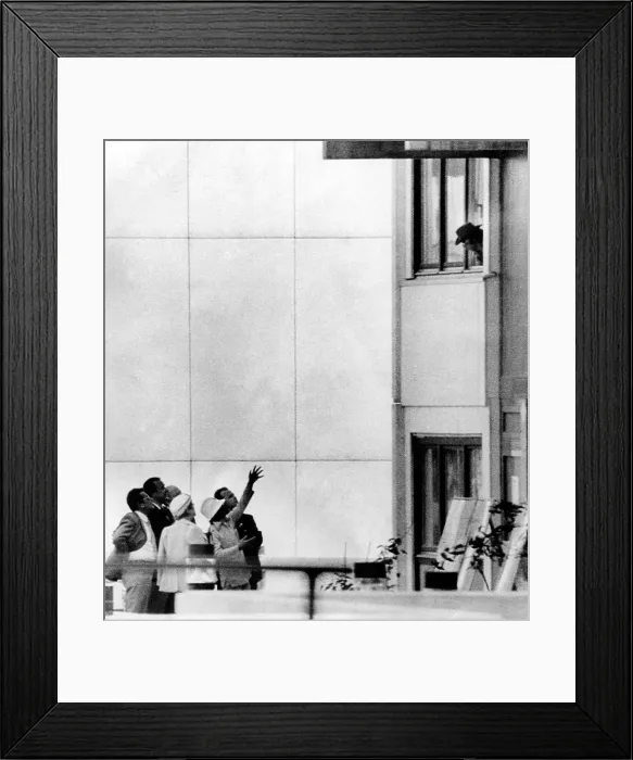 Framed Print : 1972 Olympics, Members of Black September (wearing hats) confer outside Israeli Quarters, Munich, Germany, 09-05-1972.. Courtesy: CSU Archives / Everett Collection Framed Print : 1972 Olympics, Members of Black September (wearing hats) confer outside Israeli Quarters, Munich, Germany, 09-05-1972.. Courtesy: CSU Archives / Everett Collection
