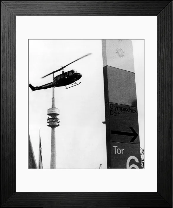 Framed Print : 1972 Olympics, Helicopter, similar to one used to carry Arab Terrorists and Israeli Hostages to airport, Munich, Germany, 09-05-1972.. Courtesy: CSU Archives  /  Everett Collection