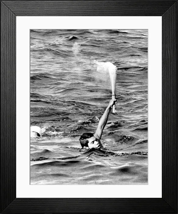 Framed Print : 1968 Olympics, Olympic Torch being carried to Mexican soil, Veracruz, Mexico, 10-06-1968.. Courtesy: CSU Archives  /  Everett Collection
