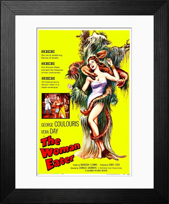 Framed Print : THE WOMAN EATER, (aka THE WOMANEATER), US poster art, 1958 Framed Print : THE WOMAN EATER, (aka THE WOMANEATER), US poster art, 1958