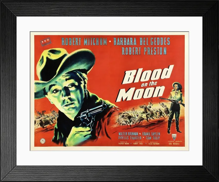 Framed Print : BLOOD ON THE MOON, from left: Robert Mitchum, Barbara Bel Geddes, 1948