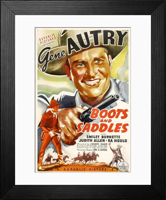 Framed Print : BOOTS AND SADDLES, Gene Autry, 1937