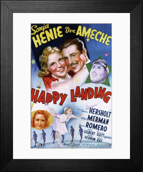 Framed Print : HAPPY LANDING, Sonja Henie, Don Ameche, 1938, (c) 20th Century Fox, TM & Copyright / Courtesy: Everett Collection Framed Print : HAPPY LANDING, Sonja Henie, Don Ameche, 1938, (c) 20th Century Fox, TM & Copyright / Courtesy: Everett Collection