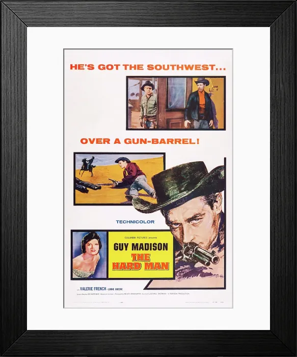Framed Print : THE HARD MAN, US poster art, bottom, from left: Valerie French, Guy Madison, 1957