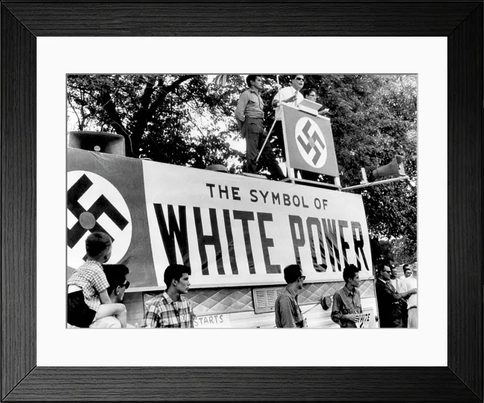 Framed Print : George Lincoln Rockwell, leader of the American Nazi Party at an appearance in Chicago Illinois, August 21, 1966. Courtesy: CSU Archives / Everett Collection Framed Print : George Lincoln Rockwell, leader of the American Nazi Party at an appearance in Chicago Illinois, August 21, 1966. Courtesy: CSU Archives / Everett Collection