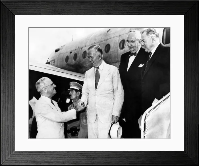 Framed Print : President Harry Truman bidding adieu to Secretary of State George C