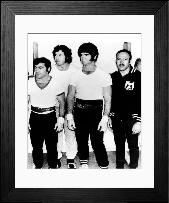 Framed Print : Iraeli athletes Zeev Friedman, David Berger, Joseph Romano and their coach Tuvia Sokolovski, a month before they were slain at the 1972 Munich Olympics, August 14, 1972 Framed Print : Iraeli athletes Zeev Friedman, David Berger, Joseph Romano and their coach Tuvia Sokolovski, a month before they were slain at the 1972 Munich Olympics, August 14, 1972