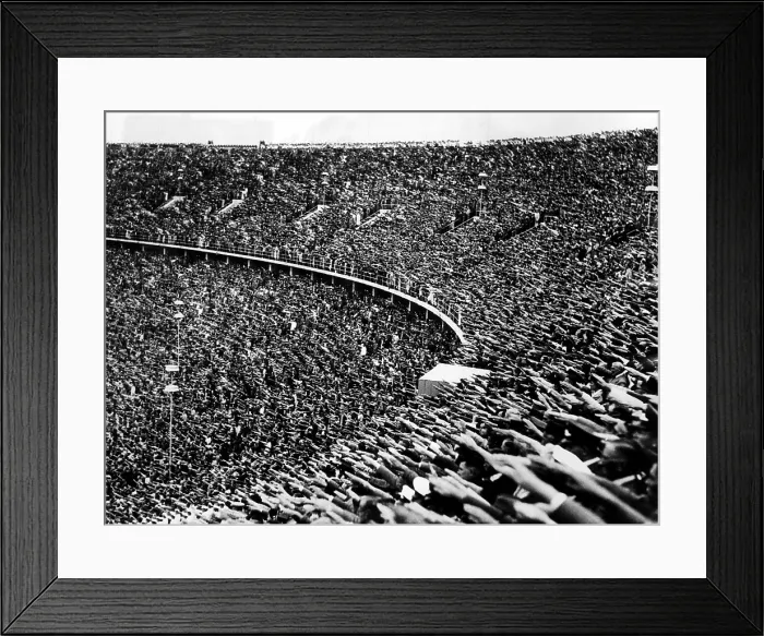 Framed Print : Germans giving the Nazi Salute in acknowledgement of the arrival of Adolf Hitler, at the opening of the 1936 Olympic games. Berlin, Germany, August 7, 1936 Framed Print : Germans giving the Nazi Salute in acknowledgement of the arrival of Adolf Hitler, at the opening of the 1936 Olympic games. Berlin, Germany, August 7, 1936