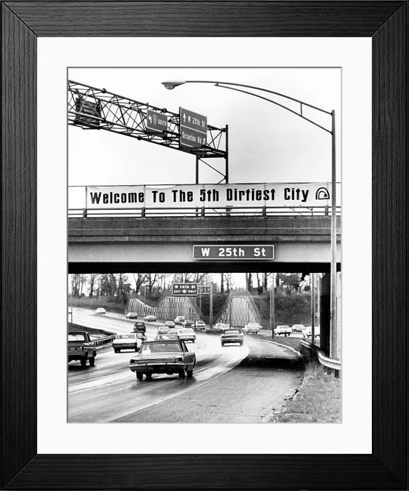 Framed Print : Pollution awareness banner, Cleveland, Ohio, ca. 1970. Courtesy: CSU Archives / Everett Collection Framed Print : Pollution awareness banner, Cleveland, Ohio, ca. 1970. Courtesy: CSU Archives / Everett Collection
