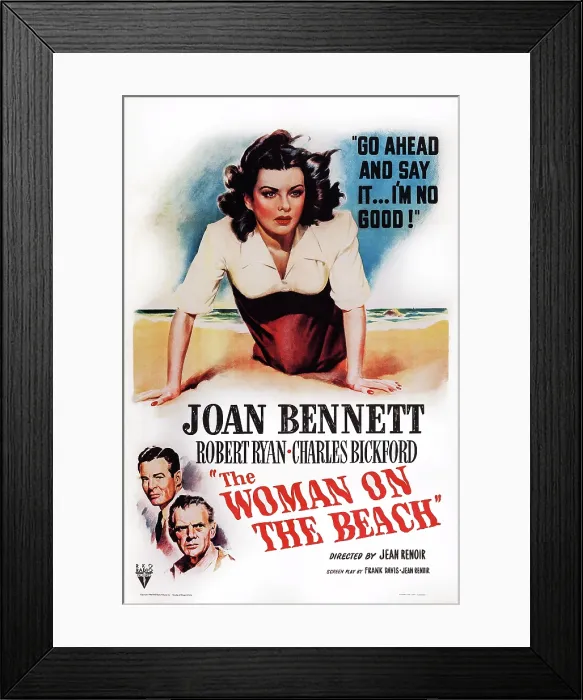 Framed Print : THE WOMAN ON THE BEACH, US poster art, Joan Bennett, Robert Ryan, Charles Bickford, 1947
