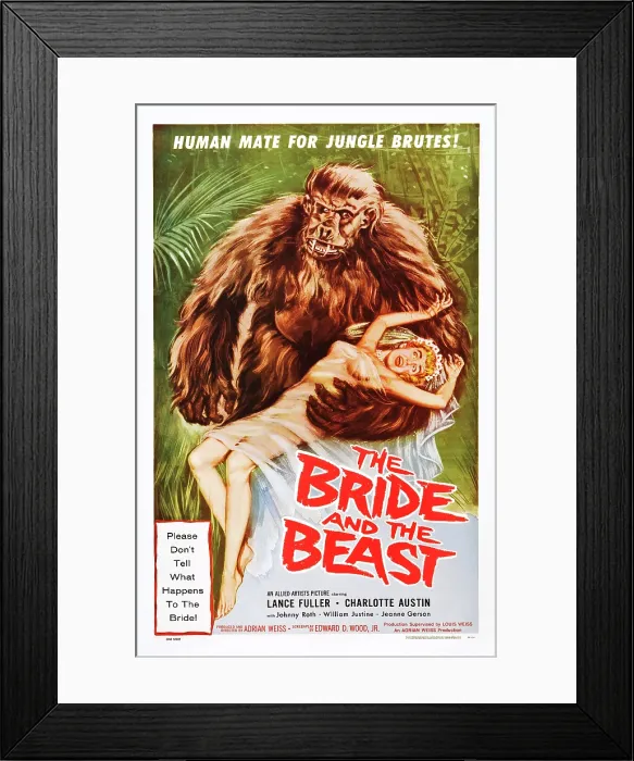 Framed Print : THE BRIDE AND THE BEAST, US poster art, Charlotte Austin, 1958 Framed Print : THE BRIDE AND THE BEAST, US poster art, Charlotte Austin, 1958