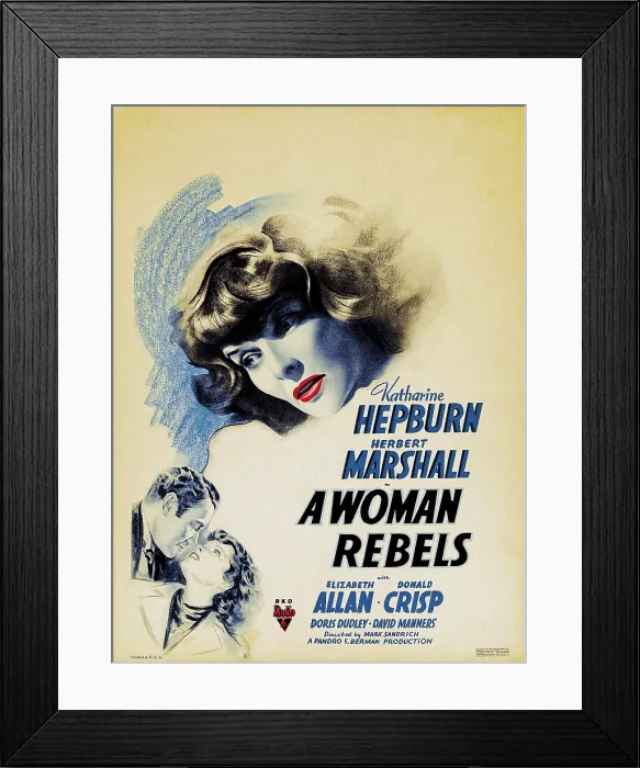 Framed Print : A WOMAN REBELS, US poster art, Katharine Hepburn, 1936 Framed Print : A WOMAN REBELS, US poster art, Katharine Hepburn, 1936