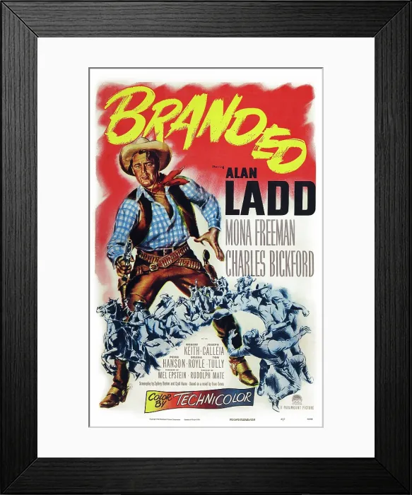 Framed Print : BRANDED, US poster art, Alan Ladd, 1950