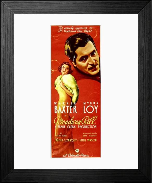 Framed Print : BROADWAY BILL, from left: Myrna Loy, Warner Baxter, 1934