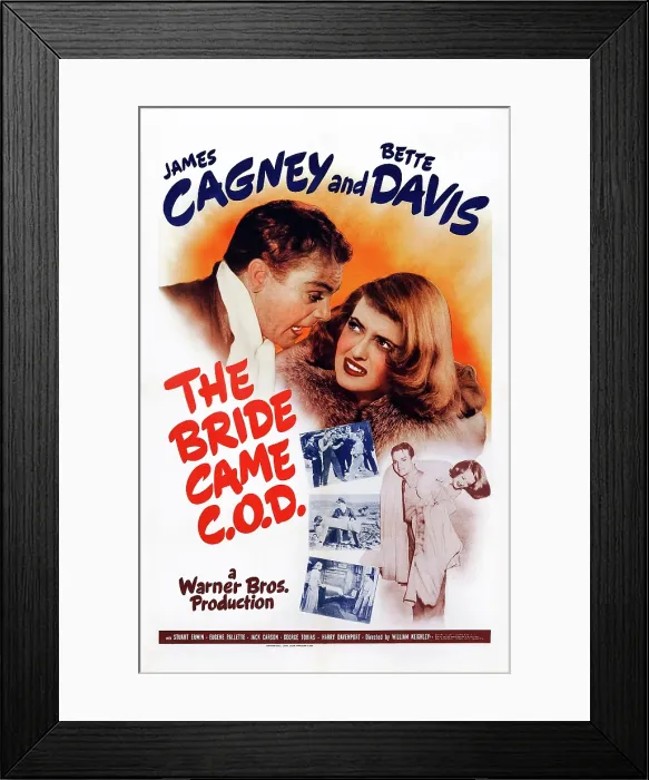Framed Print : THE BRIDE CAME C.O.D. US poster art, top from left: James Cagney, Bette Davis, bottom from left: James Cagney, Bette Davis, 1941