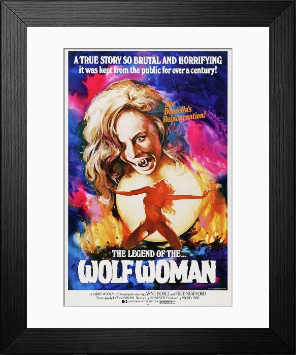 Framed Print : WOLF WOMAN, (aka LA LUPA MANNARA, aka WEREWOLF WOMAN, aka THE LEGEND OF THE WOLF WOMAN), poster, Annik Borel, 1976
