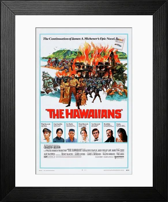 Framed Print : THE HAWAIIANS, US poster art, bottom from left: Charlton Heston, Tina Chen, Mako, Geraldine Chaplin, John Phillip Law, Alec McCowen, Miko Mayama, 1970 Framed Print : THE HAWAIIANS, US poster art, bottom from left: Charlton Heston, Tina Chen, Mako, Geraldine Chaplin, John Phillip Law, Alec McCowen, Miko Mayama, 1970